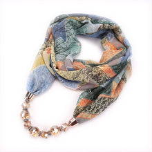 Load image into Gallery viewer, Flower Pattern Chiffon Scarf with Necklace, Size: 180 x 48cm
