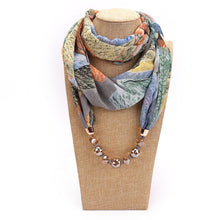Load image into Gallery viewer, Flower Pattern Chiffon Scarf with Necklace, Size: 180 x 48cm