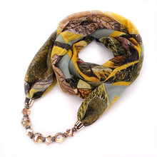 Load image into Gallery viewer, Flower Pattern Chiffon Scarf with Necklace, Size: 180 x 48cm