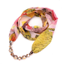 Load image into Gallery viewer, Flower Pattern Chiffon Scarf with Necklace, Size: 180 x 48cm