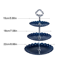 Load image into Gallery viewer, Party Birthday Three-layer Fruit Plate Cake Stand Dessert Storage Rack, Dessert Storage Rack, Black, Clear, Blue