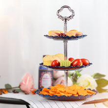 Load image into Gallery viewer, Party Birthday Three-layer Fruit Plate Cake Stand Dessert Storage Rack, Dessert Storage Rack, Black, Clear, Blue