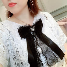 Load image into Gallery viewer, Women Lace Big Bow-knot Bow Tie Diamond Brooch Clothing Accessories