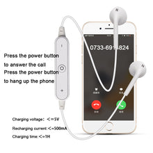 Load image into Gallery viewer, S6 Sport Wireless Bluetooth Earphone for iPhone / Xiaomi / Huawei, with Mic