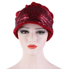 Load image into Gallery viewer, Women Breathable Wild Empty Top Hat Sequined Turban Hat