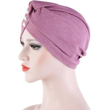 Load image into Gallery viewer, Women Forehead Fold Pearl Decorative Hooded Cap Turban Hat