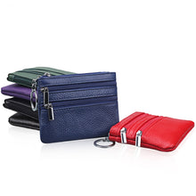 Load image into Gallery viewer, Genuine Leather Women Small Wallet Change Purses Zipper Card Holder Wallets