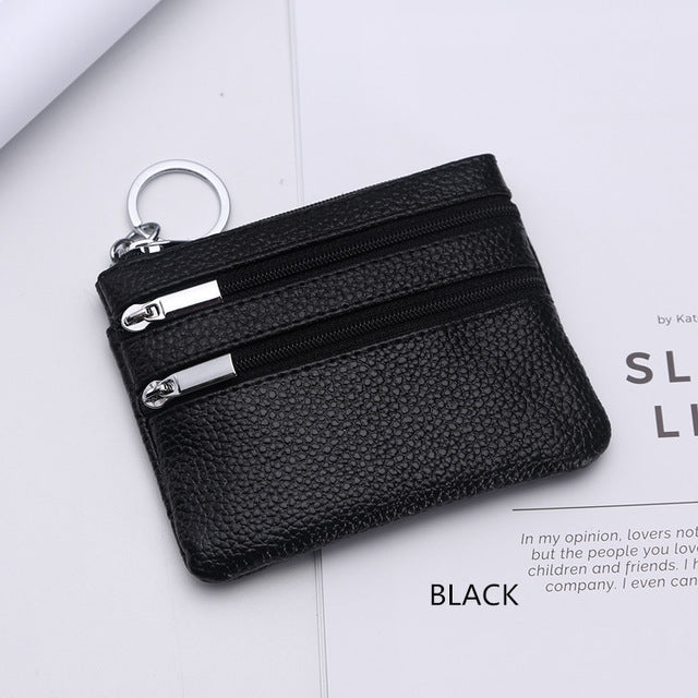 Genuine Leather Women Small Wallet Change Purses Zipper Card Holder Wallets