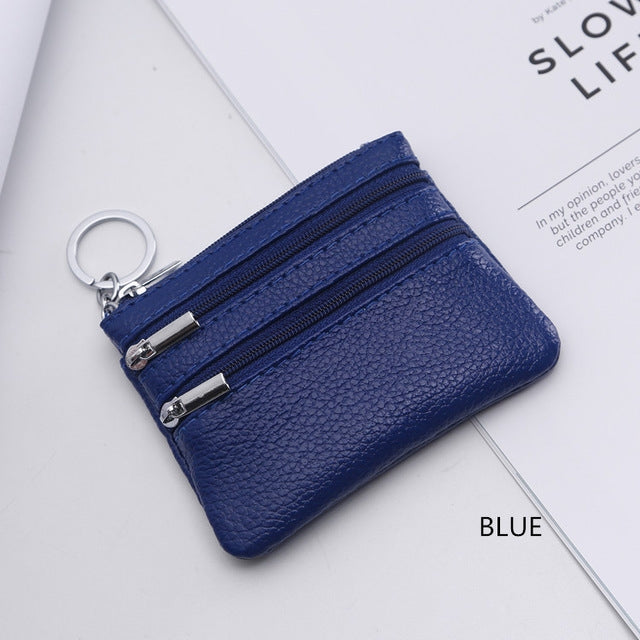 Genuine Leather Women Small Wallet Change Purses Zipper Card Holder Wallets