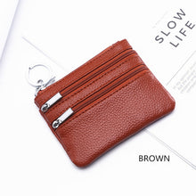 Load image into Gallery viewer, Genuine Leather Women Small Wallet Change Purses Zipper Card Holder Wallets