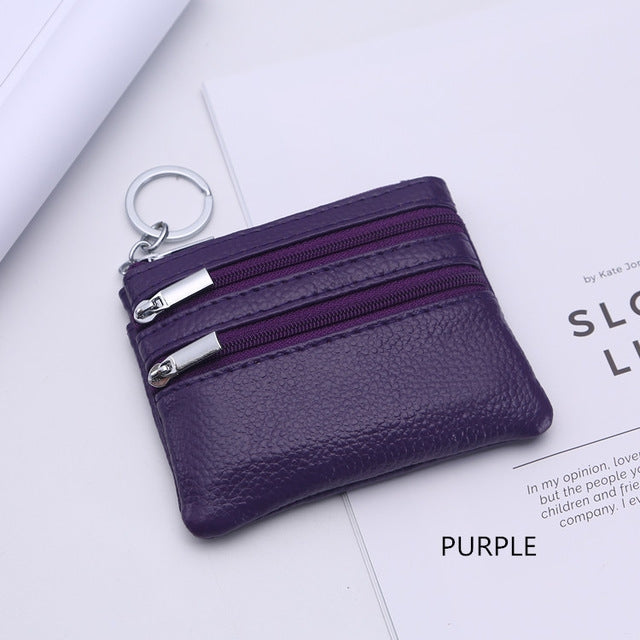 Genuine Leather Women Small Wallet Change Purses Zipper Card Holder Wallets