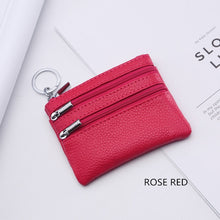 Load image into Gallery viewer, Genuine Leather Women Small Wallet Change Purses Zipper Card Holder Wallets