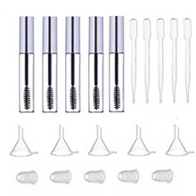 Load image into Gallery viewer, 5PCS 12ml Empty Mascara Tube With Eyelash Wand + 5pcs Funnels And Transfer Pipettes Set For Castor Oil DIY Container Set
