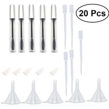 Load image into Gallery viewer, 5PCS 12ml Empty Mascara Tube With Eyelash Wand + 5pcs Funnels And Transfer Pipettes Set For Castor Oil DIY Container Set