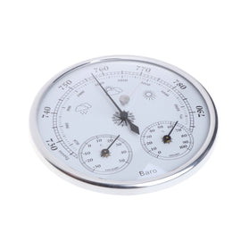 THB9392 Wall Hanging Household Weather Station Barometer Thermometer Hygrometer, THB9392 128mm Silver