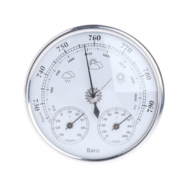 THB9392 Wall Hanging Household Weather Station Barometer Thermometer Hygrometer, THB9392 128mm Silver