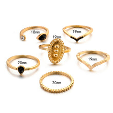 Load image into Gallery viewer, 6 PCS Women Bohemian Simple Fashion Embossing Waterdrop With Diamond Rings Set Jewelry, Gold, Silver