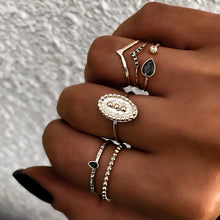 Load image into Gallery viewer, 6 PCS Women Bohemian Simple Fashion Embossing Waterdrop With Diamond Rings Set Jewelry, Gold, Silver