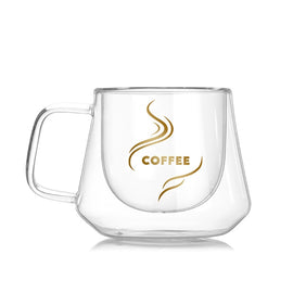 Double Wall Mug Office Mugs Heat Insulation Double Coffee Mug Coffee Glass Cup, Labeled, No label