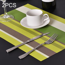 Load image into Gallery viewer, 2 PCS Kitchen Dinning Table Placemat Napkins Heat Resistant PVC Stripe Mat Placemats Manteles Doilies Coaster Cup Pad