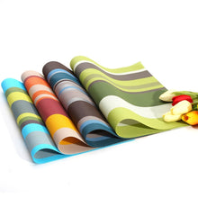 Load image into Gallery viewer, 2 PCS Kitchen Dinning Table Placemat Napkins Heat Resistant PVC Stripe Mat Placemats Manteles Doilies Coaster Cup Pad