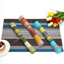 Load image into Gallery viewer, 2 PCS Kitchen Dinning Table Placemat Napkins Heat Resistant PVC Stripe Mat Placemats Manteles Doilies Coaster Cup Pad
