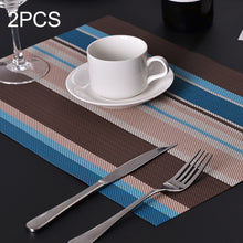 Load image into Gallery viewer, 2 PCS Kitchen Dinning Table Placemat Napkins Heat Resistant PVC Stripe Mat Placemats Manteles Doilies Coaster Cup Pad