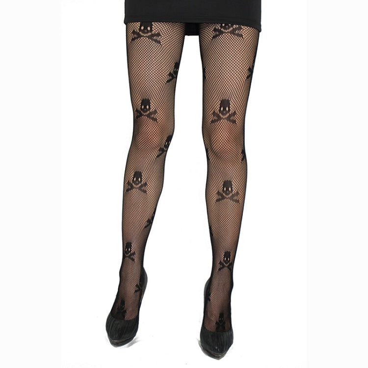 Sexy Fishnet Skull Print Stretch Pantyhose