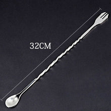Load image into Gallery viewer, 2 PCS Stainless Steel Long Handle Fork Spoon Cocktail Ice Stirrer Double Head Wine Mixing Stick