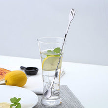 Load image into Gallery viewer, 2 PCS Stainless Steel Long Handle Fork Spoon Cocktail Ice Stirrer Double Head Wine Mixing Stick