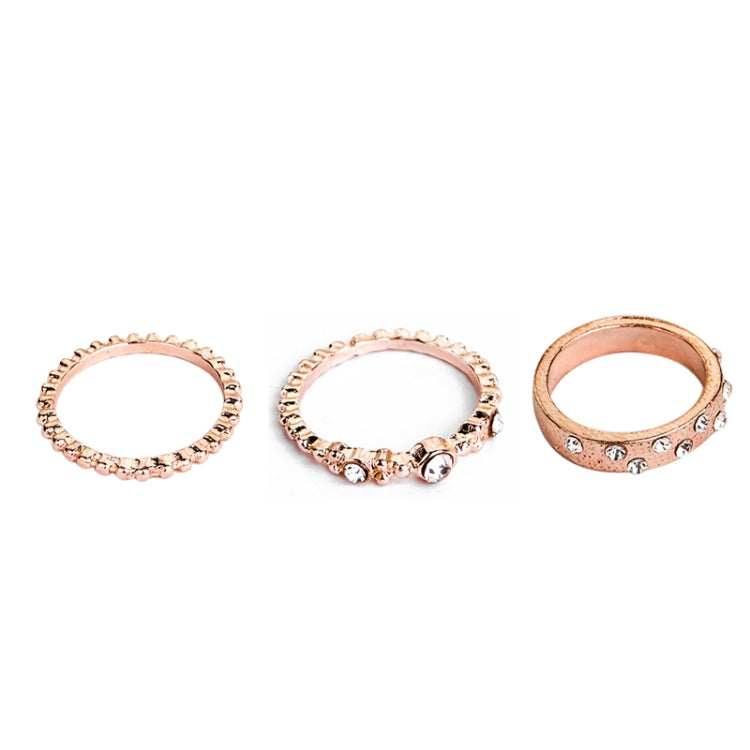 5 PCS/Set Fashion Women Rose Gold Rhinestone Elegant Rings Jewelry Set, 6, 7, 8, 10