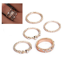 Load image into Gallery viewer, 5 PCS/Set Fashion Women Rose Gold Rhinestone Elegant Rings Jewelry Set, 6, 7, 8, 10