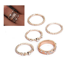 Load image into Gallery viewer, 5 PCS/Set Fashion Women Rose Gold Rhinestone Elegant Rings Jewelry Set, 6, 7, 8, 10
