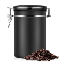 Load image into Gallery viewer, Coffee Container Stainless Steel Tea Storage Chests Black Kitchen Sotrage Canister Coffee Tea Caddies Teaware