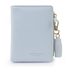 Load image into Gallery viewer, Brief Design Bifold Tassel Women Wallet PU Leather Short Credit Card Holder Purse