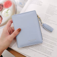 Load image into Gallery viewer, Brief Design Bifold Tassel Women Wallet PU Leather Short Credit Card Holder Purse