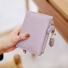 Load image into Gallery viewer, Brief Design Bifold Tassel Women Wallet PU Leather Short Credit Card Holder Purse