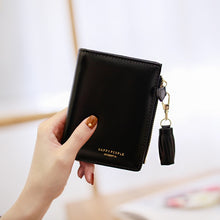 Load image into Gallery viewer, Brief Design Bifold Tassel Women Wallet PU Leather Short Credit Card Holder Purse