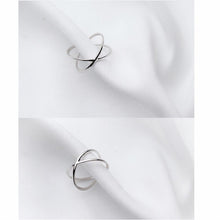 Load image into Gallery viewer, Sterling Silver Simple Cross Open Ring Jewelry