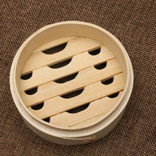 Load image into Gallery viewer, Xiaolongbao Bamboo Steamer Household Steamed Dumpling Cage Drawer Multi Layer Deepened Bamboo Steaming Rack, 10cm Cover, 10cm Cage, 13cm Cover, 13cm Cage