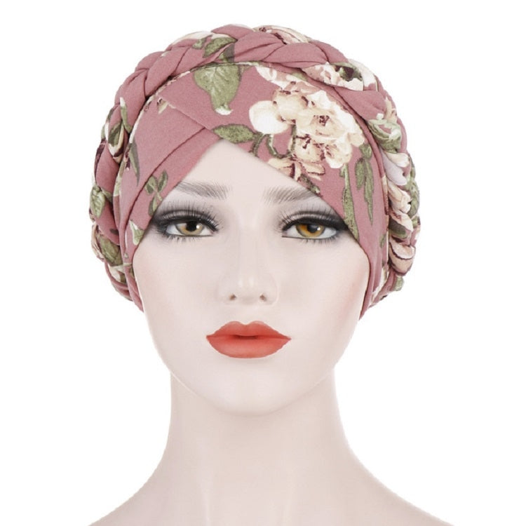 Women Printed Brushed Milk Silk Turban Hat Short Pullover Hat