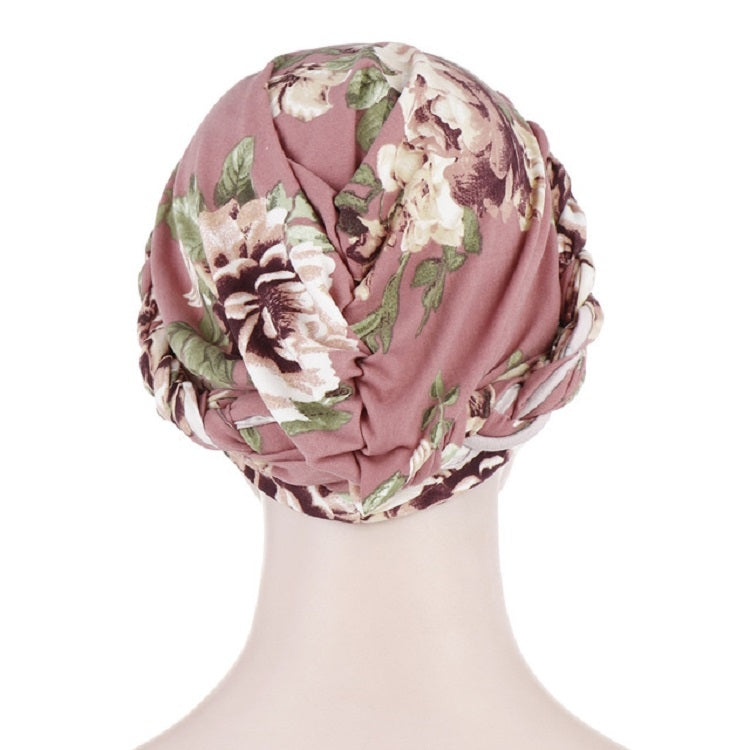 Women Printed Brushed Milk Silk Turban Hat Short Pullover Hat