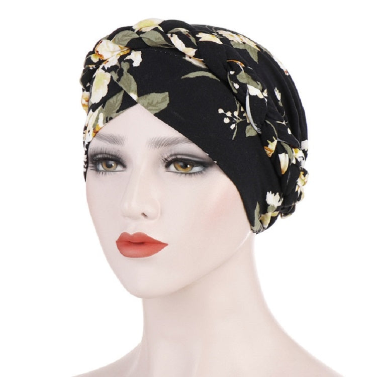 Women Printed Brushed Milk Silk Turban Hat Short Pullover Hat