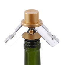 Load image into Gallery viewer, Push-button Stainless Steel Pumping Champagne Stopper Sparkling Champagne Snap Wing Vacuum Wine Stopper, 2 PCS  Push-button Wine Bottle Stopper(Black), 2 PCS  Push-button Wine Bottle Stopper(Gold), 2 PCS  Push-button Wine Bottle Stopper(Silver)