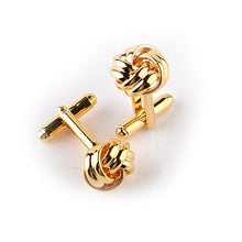 Load image into Gallery viewer, French Style Fashion Knot Design Men Cufflinks， Party Suit Shirt Cuff Buttons, Black, Gold, Silver