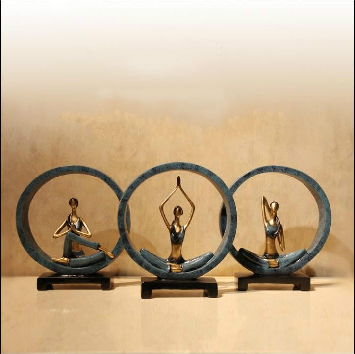 Modern Abstract Art Resin Yoga Pose Statue Yoga Studio Decorations