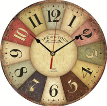 Load image into Gallery viewer, Vintage Wooden MDF Hanging Clock Mute Quartz Clock Living Room Wall Clock