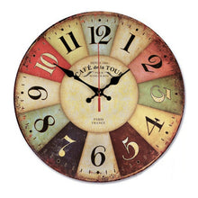 Load image into Gallery viewer, Vintage Wooden MDF Hanging Clock Mute Quartz Clock Living Room Wall Clock