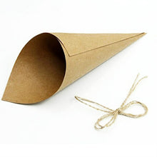Load image into Gallery viewer, 100 PCS Kraft Paper Cone Bouquet Candy Bag Christmas Wedding Party Gift Wrap with Twine, Bouquet Kraft Paper Cone
