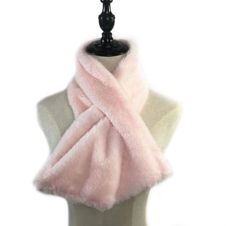 Women Winter Thicken Plush Faux Rabbit Fur Scarf Solid Color Warmer Neckerchief